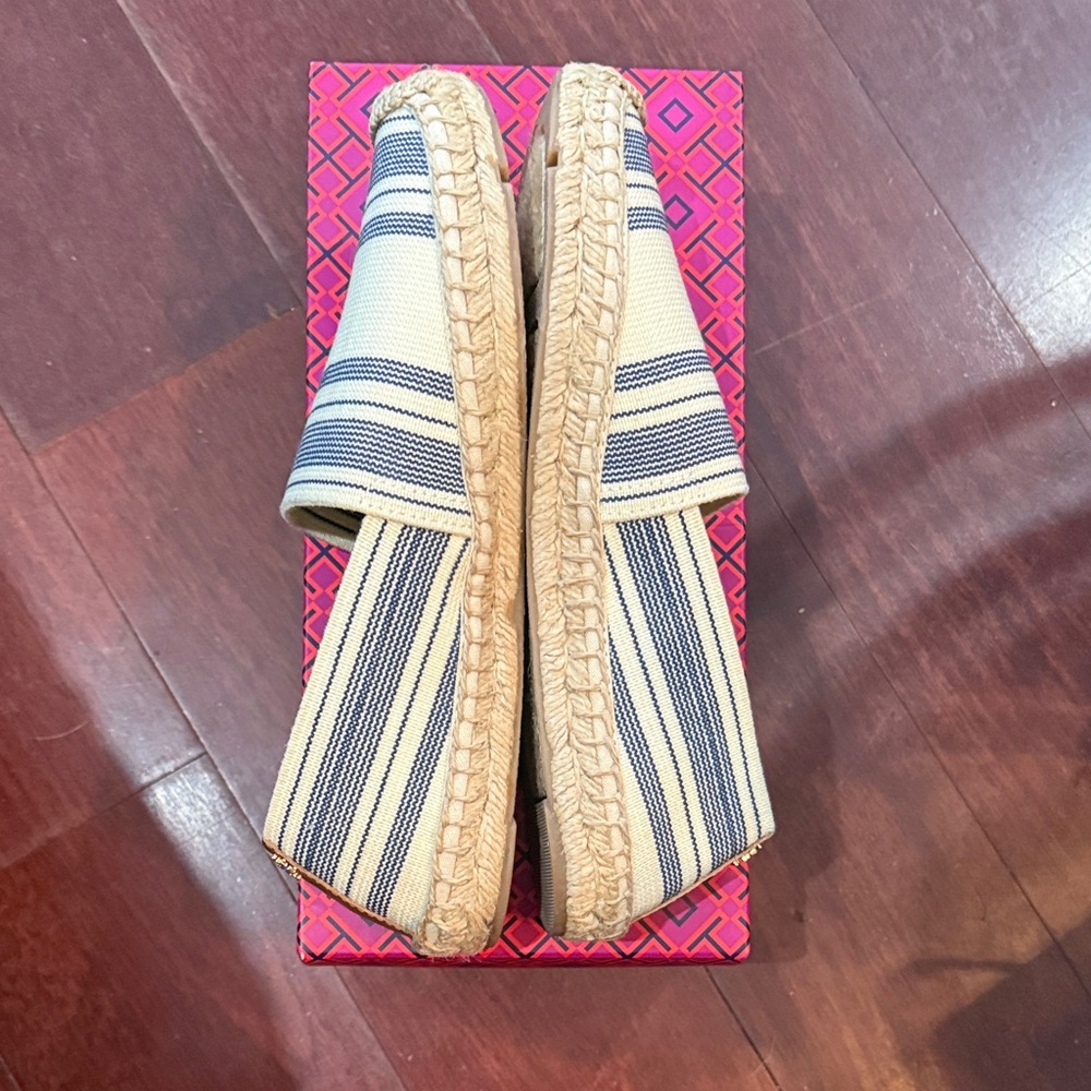 Tory Burch Awning Ivory Espadrille Flats